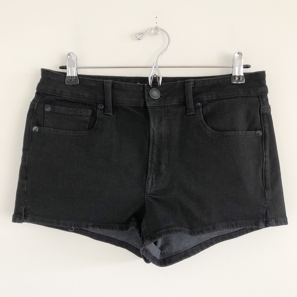 American Eagle Hi-Rise Shortie Black Shorts 8